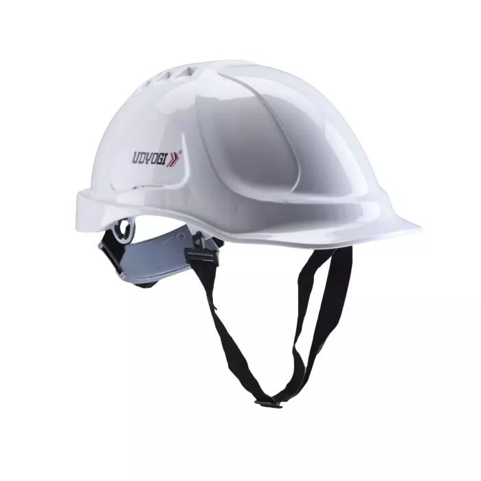 Udyogi Fusion Safety Helmet with Ratchet Fit Adjustment Non-Ventilated ABS White Free Size, 6100 LRX