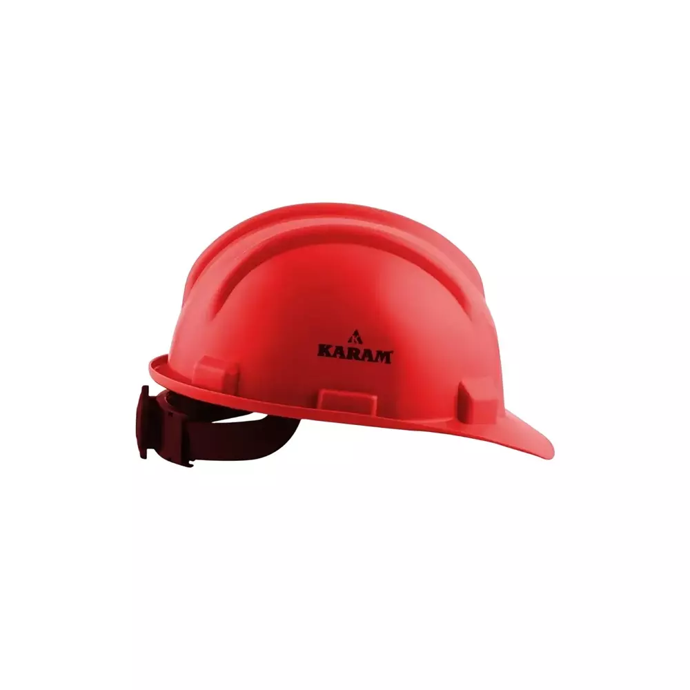 karam-ratchet-type-safety-helmet-with-protective-peak-280-x-220-x-180-mm-size-polypropylene-co-polymer-red-for-industrial-use-pn521