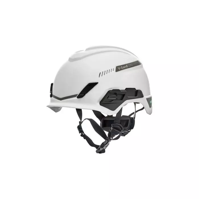 MSA Safety White Safety Helmet with Chin Strap Ventilated, 10194783