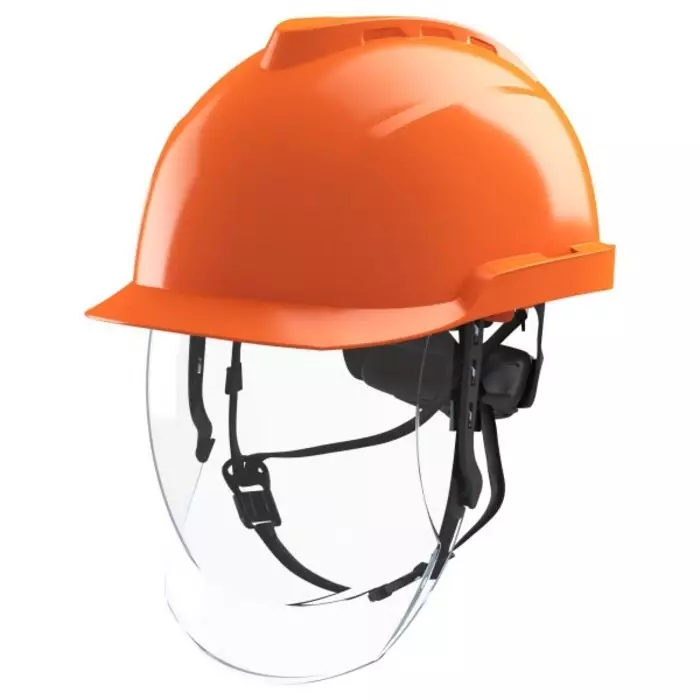 MSA Safety Orange Safety Helmet with Chin Strap, GVF6A-C0A0000-970