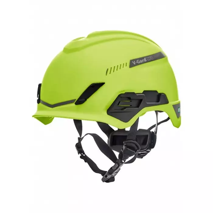 MSA Safety V-Gard H1 Black Green Safety Helmet with Chin Strap Adjustable Ventilated, 10194788