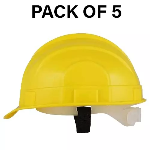 Safe Dot Beetal Safety Helmet without Ratchet Adjustable 4 Point Cradle HDPE 300 g Yellow for Industrial and Factory Use, (Pack of 5 Pcs)