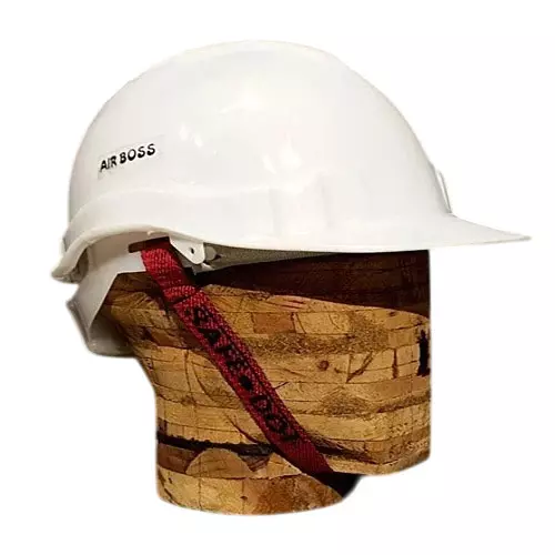Safe Dot Air Boss Safety Helmet with Ratchet Adjustable 4 Point Cradle 3 Holes HDPE 365 g White for Industrial and Manufacturing Use