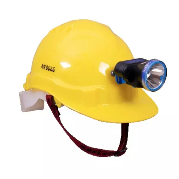 Safe Dot Airboss Safety Helmet with Light & Ratchet Adjustable 4 PointCradle 10 W (LED BULB) HDPE 550 g Yellow for Industrial and Factory Use, (Pack of 75 Pcs)