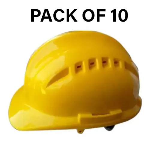 Safe Dot Air Boss Safety Helmet withotut Ratchet Adjustable 4 Point Cradle 3 Holes HDPE 345 g Assorted for Industrial and Factory Use, (Pack of 10 Pcs)