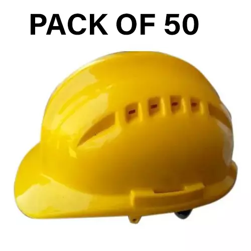 Safe Dot Air Boss Safety Helmet withotut Ratchet Adjustable 4 Point Cradle 3 Holes HDPE 345 g Assorted for Industrial and Factory Use, (Pack of 50 Pcs)