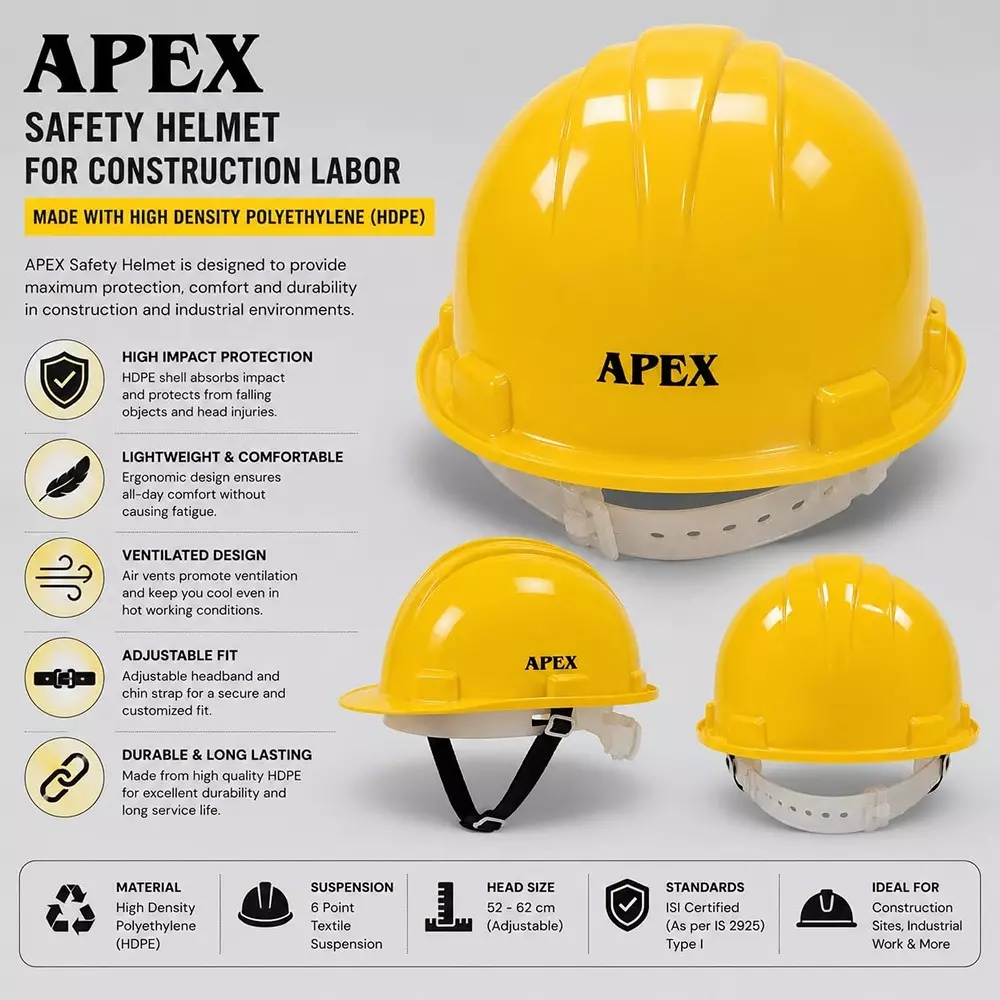 apex-hdpe-hard-hat-safety-helmet-52-62-cm-adjustable-size-ratchet-fit-chin-strap-yellow-color-3o-ehri-zwp8