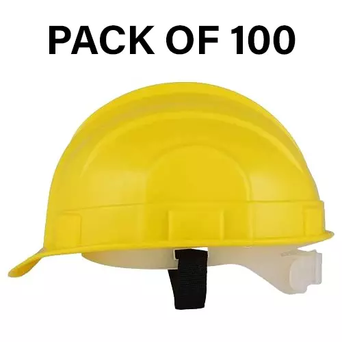 Safe Dot Beetal Safety Helmet without Ratchet Adjustable 4 Point Cradle HDPE 300 g Yellow for Industrial and Factory Use, (Pack of 100 Pcs)