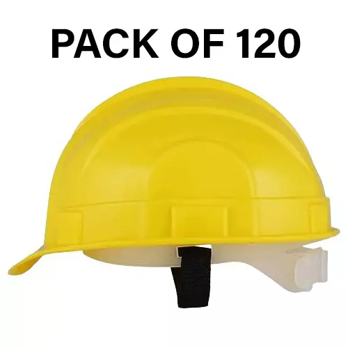 Safe Dot Beetal Safety Helmet without Ratchet Adjustable 4 Point Cradle HDPE 300 g Yellow for Industrial and Factory Use, (Pack of 120 Pcs)