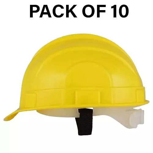Safe Dot Beetal Safety Helmet without Ratchet Adjustable 4 Point Cradle HDPE 300 g Yellow for Industrial and Factory Use, (Pack of 10 Pcs)