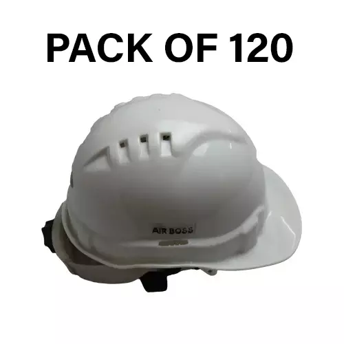 Safe Dot Air Boss Safety Helmet with Ratchet Adjustable 4 Point Cradle 3 Holes HDPE 365 g White for Industrial and Manufacturing Use, (Pack of 120 Pcs)