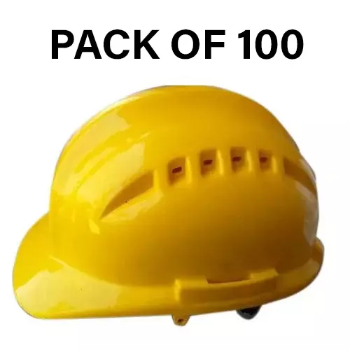 Safe Dot Air Boss Safety Helmet withotut Ratchet Adjustable 4 Point Cradle 3 Holes HDPE 345 g Assorted for Industrial and Factory Use, (Pack of 100 Pcs)