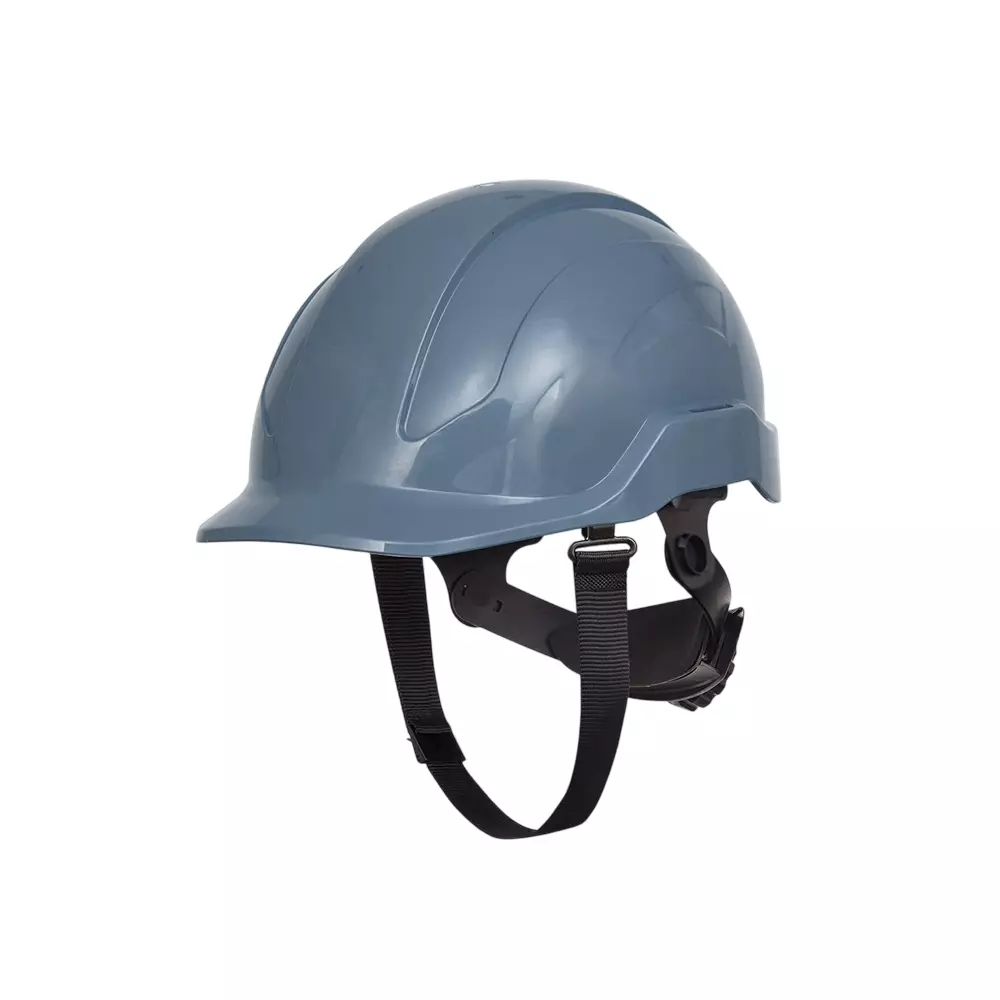 Karam Sheltor Rachet Type Adjustmnet Helmet Grey ABS with Adjustable Chin Trap, PN 574