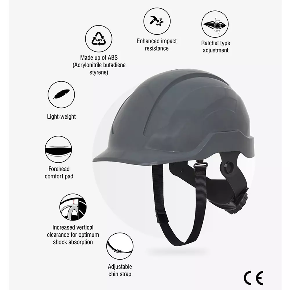 karam-sheltor-rachet-type-adjustmnet-helmet-grey-abs-with-adjustable-chin-trap-pn-574