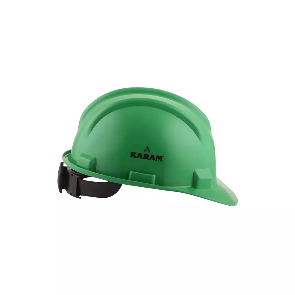 karam-ratchet-type-safety-helmet-with-protective-peak-280-x-220-x-180-mm-size-polypropylene-co-polymer-hybrid-green-for-industrial-use-pn521