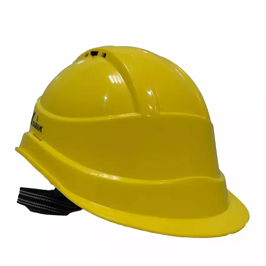 Karam Protective Peak HDPE Safety Helmet with Ratchet Type Adjustment Yellow, PN-542 (Pack of 3)