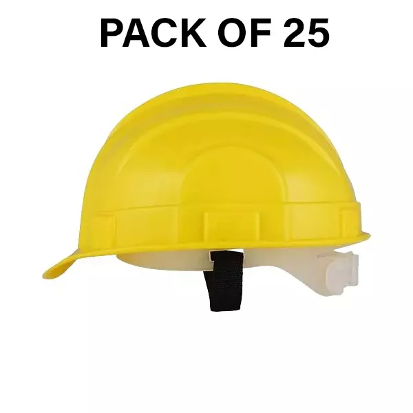 Safe Dot Beetal Safety Helmet without Ratchet Adjustable 4 Point Cradle HDPE 300 g Yellow for Industrial and Factory Use, (Pack of 25 Pcs)