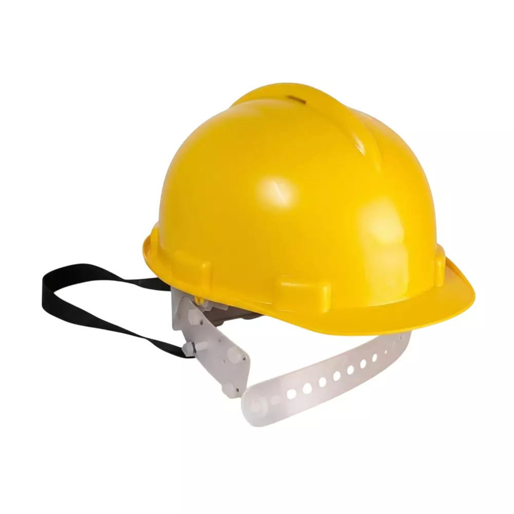 GENERIC Safety Helmet Hard Hat HDPE 6-Point Suspension Chin Strap Standard Size Yellow Color