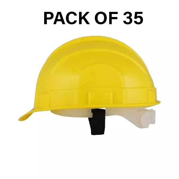 Safe Dot Beetal Safety Helmet without Ratchet Adjustable 4 Point Cradle HDPE 300 g Yellow for Industrial and Factory Use, (Pack of 35 Pcs)