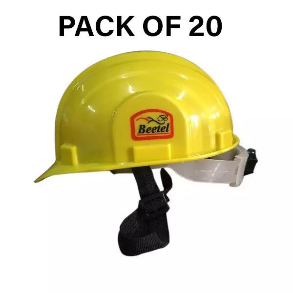 Safe Dot Beetal Safety Helmet with Ratchet Adjustable 4 Point Cradle HDPE 300 g Yellow for Industrial and Factory Use, (Pack of 20 Pcs)