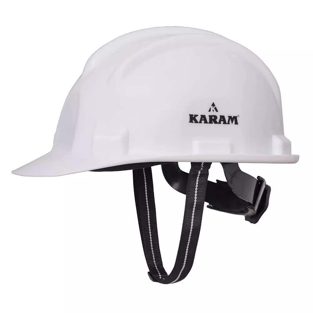 Karam Safety Helmet Polycarbonate with Adjustable Chin Strap White, PN521 (Pack of 5 Pcs)