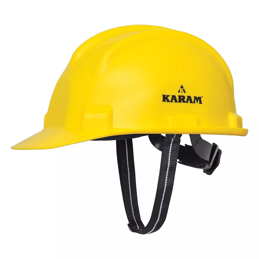 Karam Safety Helmet with Protective Peak, Ratchet Type Adjustment Yellow, PN521 (Pack of 20)