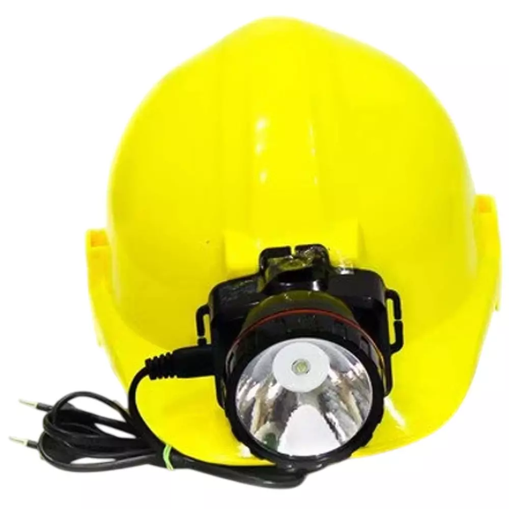SHIV ALASKA Safety Helmet with LED Light Formulated Polymer Yellow Free Size for Fire Fighting