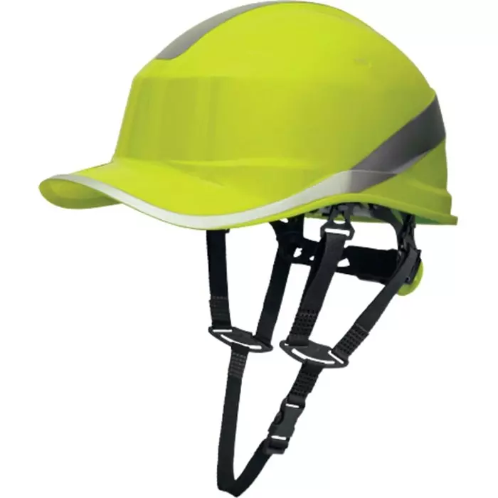 Delta Plus DIAMOND V UP Yellow Safety Helmet with Chin Strap Adjustable Ventilated, DIAM5UPJAFL