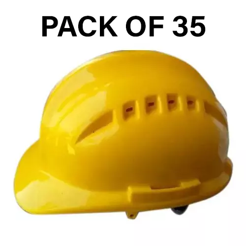 Safe Dot Air Boss Safety Helmet withotut Ratchet Adjustable 4 Point Cradle 3 Holes HDPE 345 g Assorted for Industrial and Factory Use, (Pack of 35 Pcs)