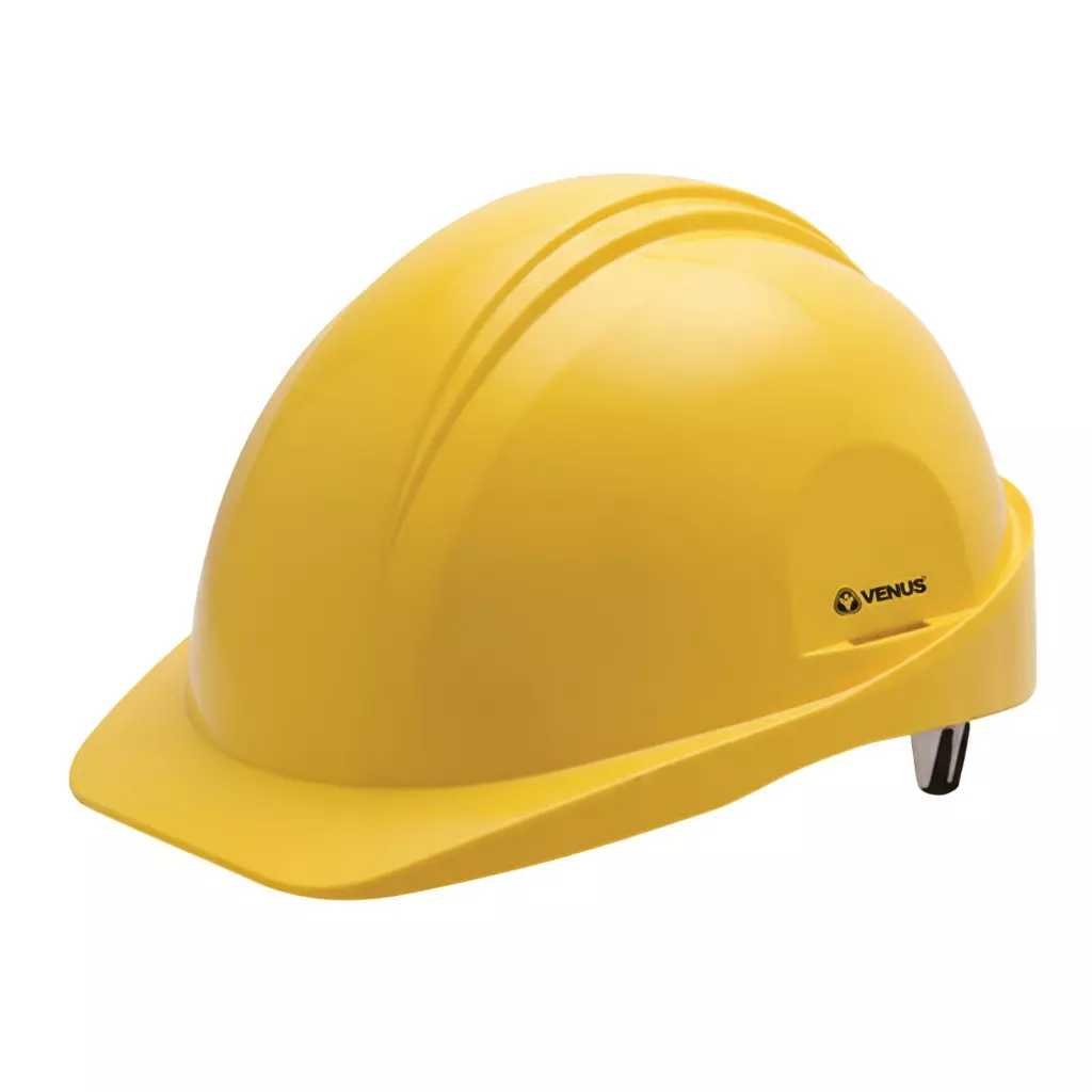 Venus H-4000 Safety Helmet Non-Ventilated Shell Pin-Lock ABS Material Yellow, 18091APR