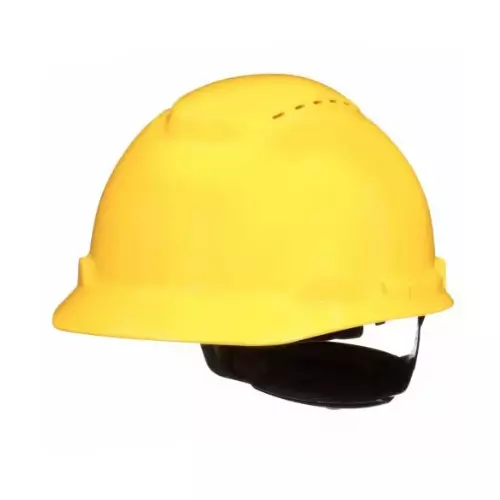 3M SecureFit Series Safety Helmet 4-Point Ratchet Type Vented HDPE Yellow Free Size, H-702SFV-UV