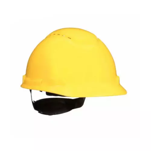 3M SecureFit Series Safety Helmet 4-Point Ratchet Type Vented HDPE Yellow Free Size, H-702SFV-UV