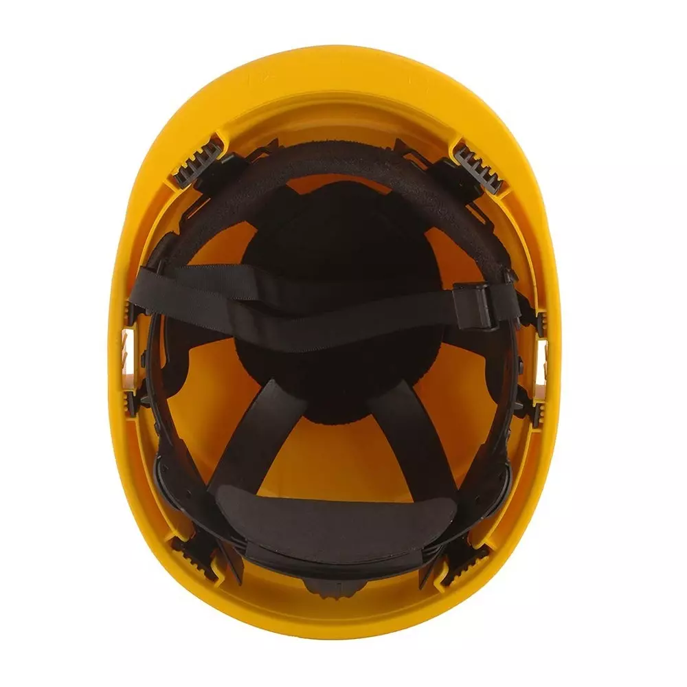 Safe Dot Armor Safety Helmet 6 Point Cradle ABS/HDPE 365 g Yellow for Industrial and Factory Use, (Pack of 60 Pcs)