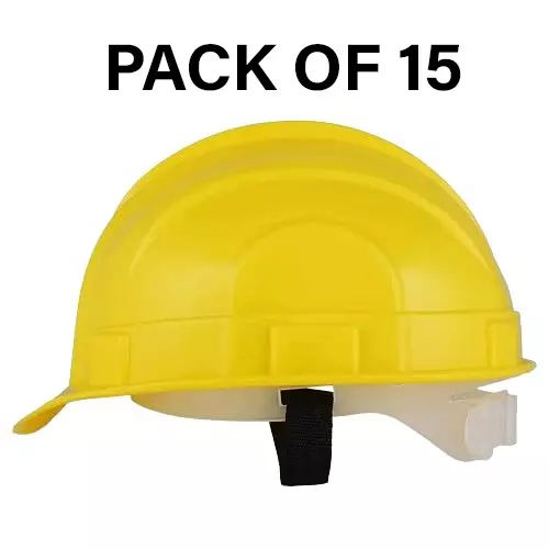 Safe Dot Beetal Safety Helmet without Ratchet Adjustable 4 Point Cradle HDPE 300 g Yellow for Industrial and Factory Use, (Pack of 15 Pcs)