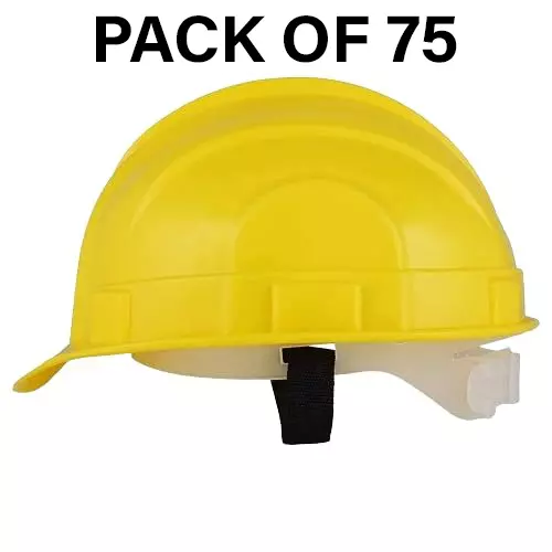 Safe Dot Beetal Safety Helmet without Ratchet Adjustable 4 Point Cradle HDPE 300 g Yellow for Industrial and Factory Use, (Pack of 75 Pcs)