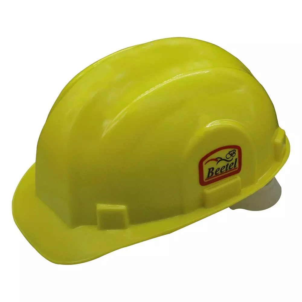 Safe Dot Beetal Safety Helmet with Ratchet Adjustable 4 Point Cradle HDPE 300 g Yellow for Industrial and Factory Use, (Pack of 10 Pcs)