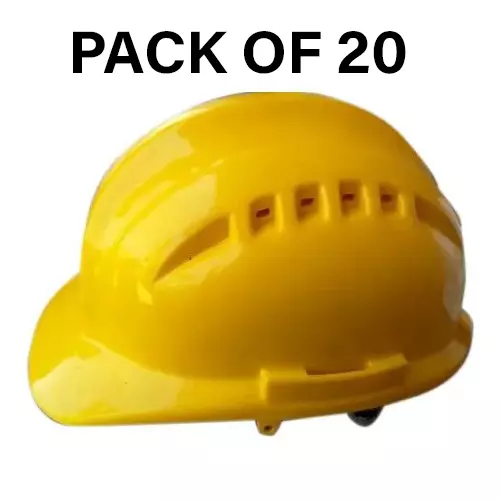 Safe Dot Air Boss Safety Helmet withotut Ratchet Adjustable 4 Point Cradle 3 Holes HDPE 345 g Assorted for Industrial and Factory Use, (Pack of 20 Pcs)