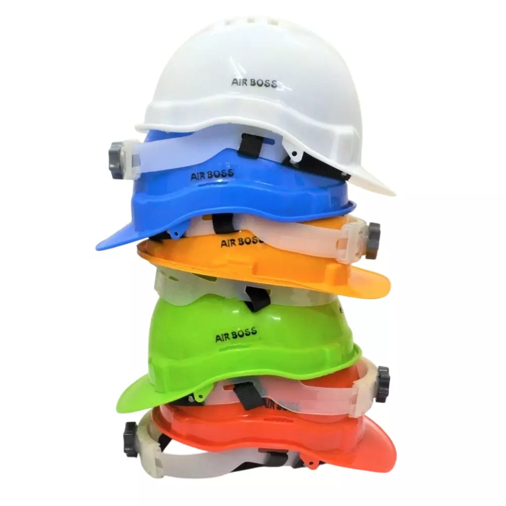 Safe Dot Air Boss Safety Helmet withotut Ratchet Adjustable 4 Point Cradle 3 Holes HDPE 345 g Assorted for Industrial and Factory Use, (Pack of 20 Pcs)