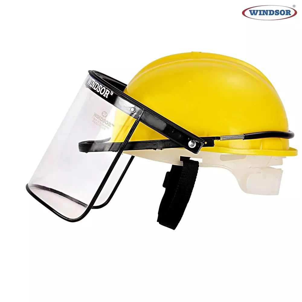Windsor Helmet Ratchet With Spring Face Shield Head Free Size Ratchet Yellow, 702-Nape_