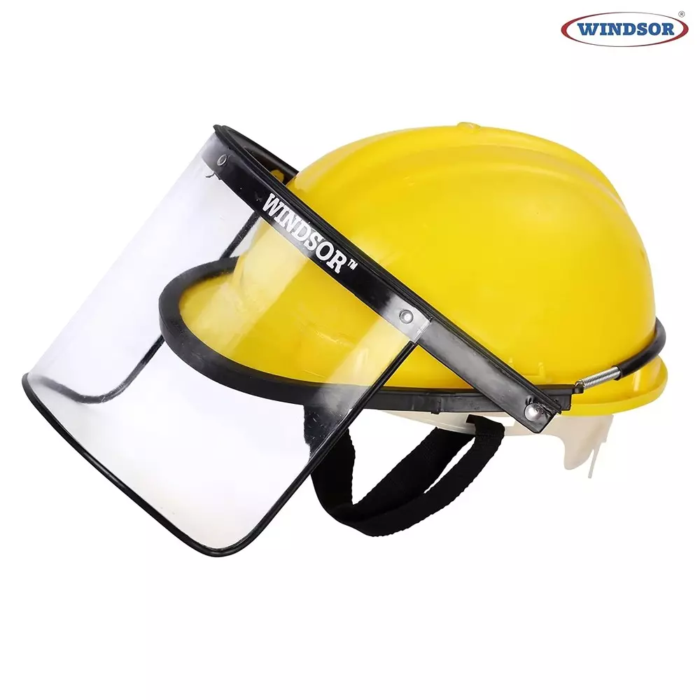 Windsor Nope Helmet With Spring Face Shield 6x12 Inch Ratchet Yellow