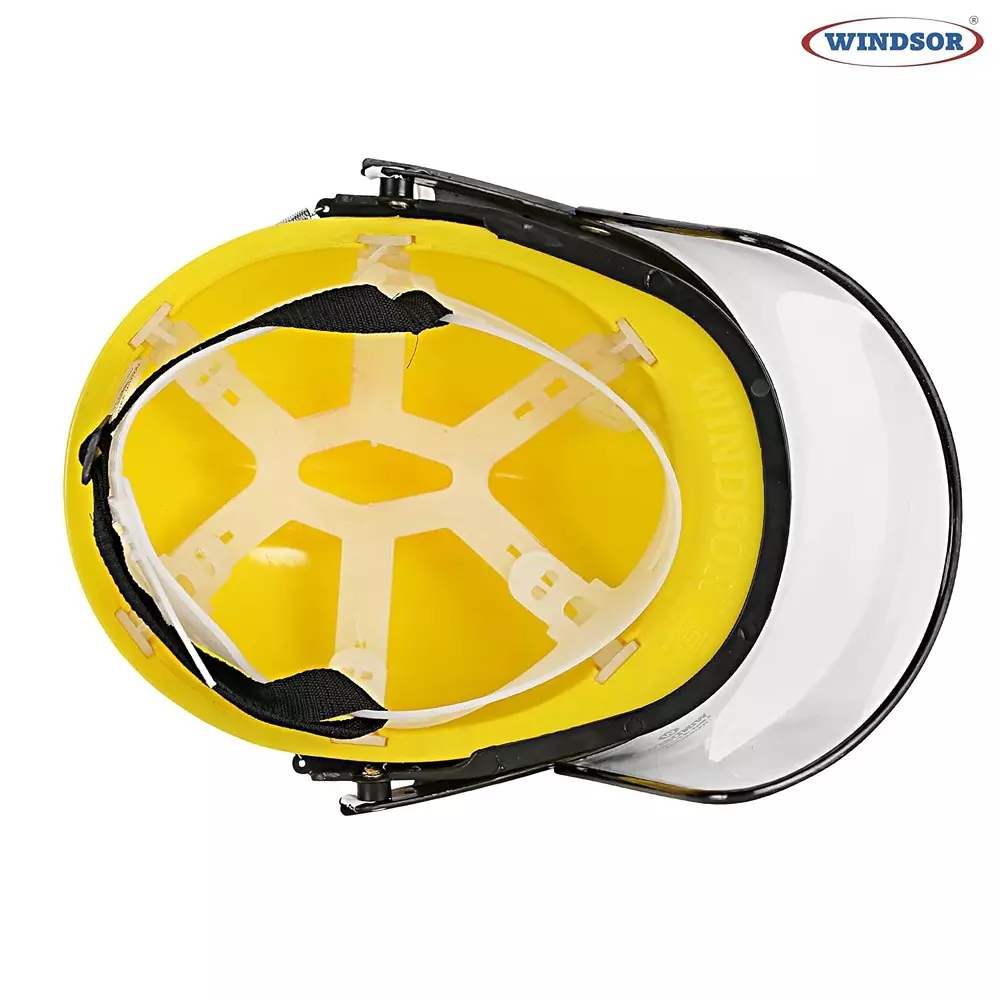 Windsor Nope Helmet With Spring Face Shield 6x12 Inch Ratchet Yellow