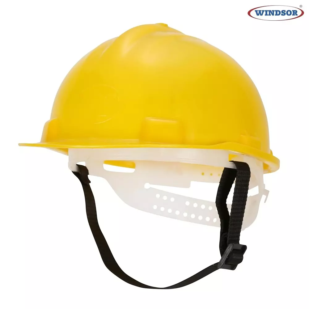 Windsor Safety Helmet With Adjustable Chin Strap Free Size Nape Yellow (Pack of 4)