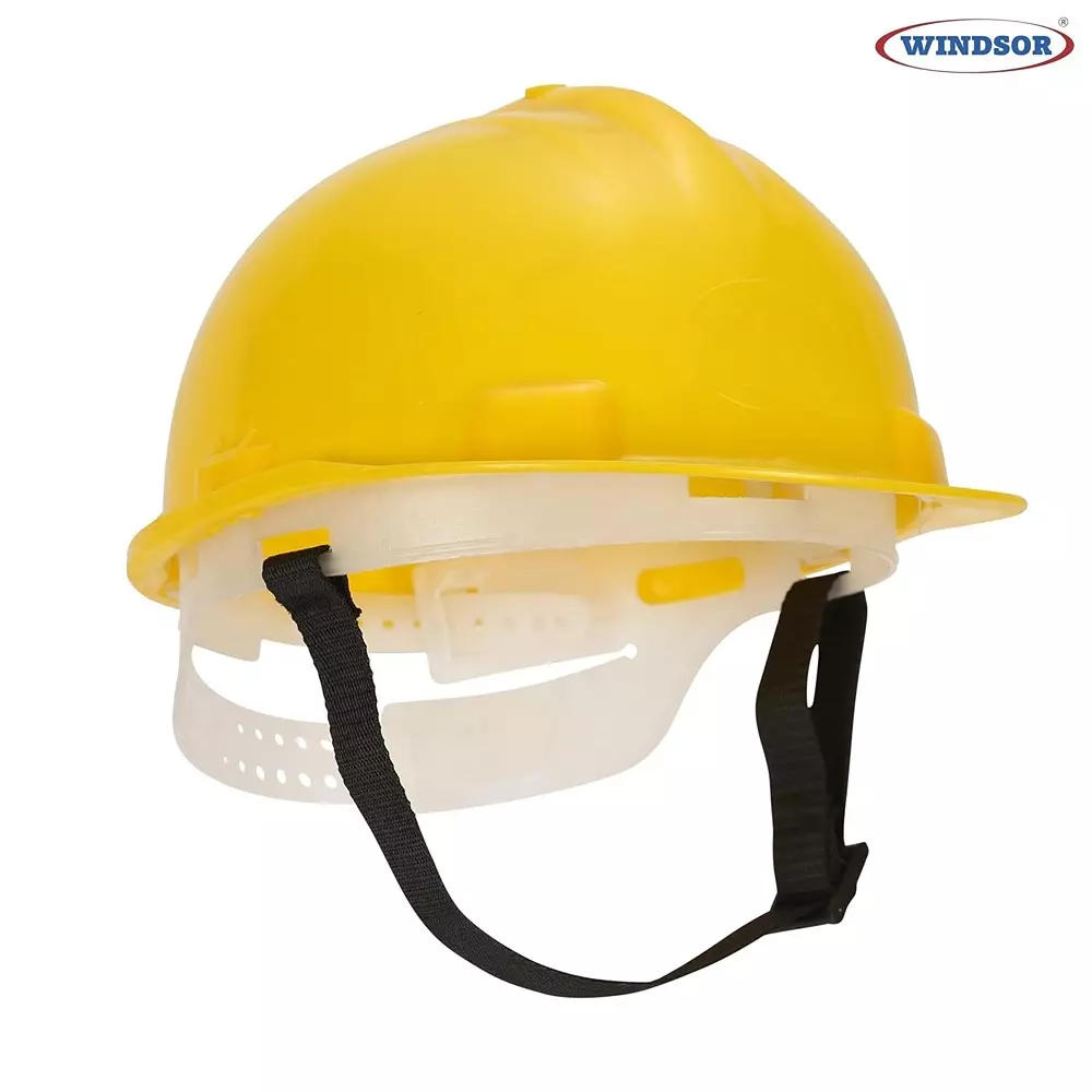 Windsor Safety Helmet With Adjustable Chin Strap Free Size Nape Yellow (Pack of 4)