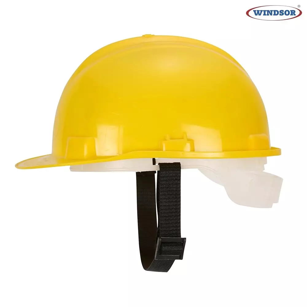 Windsor Safety Helmet With Adjustable Chin Strap Free Size Nape Yellow (Pack of 4)