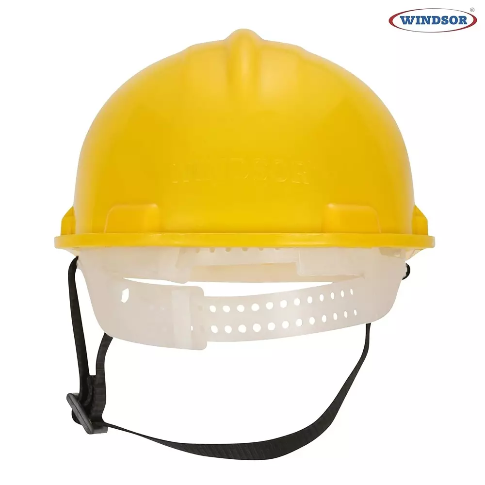 Windsor Safety Helmet With Adjustable Chin Strap Free Size Nape Yellow (Pack of 4)
