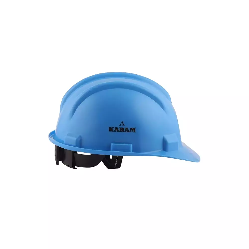 karam-ratchet-type-safety-helmet-with-protective-peak-280-x-220-x-180-mm-size-polypropylene-co-polymer-star-blue-for-industrial-use-pn521