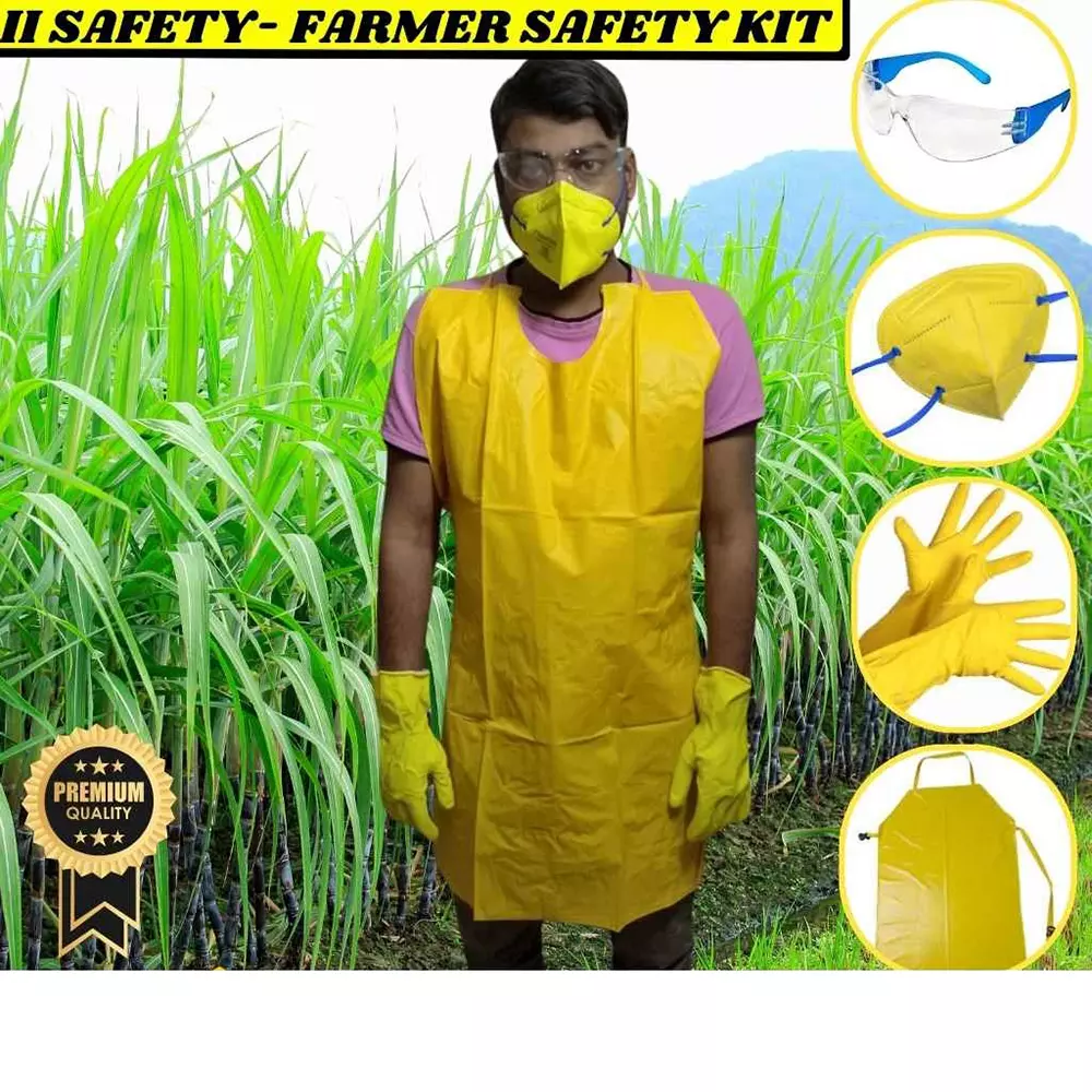 Safety India Farmer Safety Kit Protective Suit with Apron, Gloves, Mask & Safety Goggles
