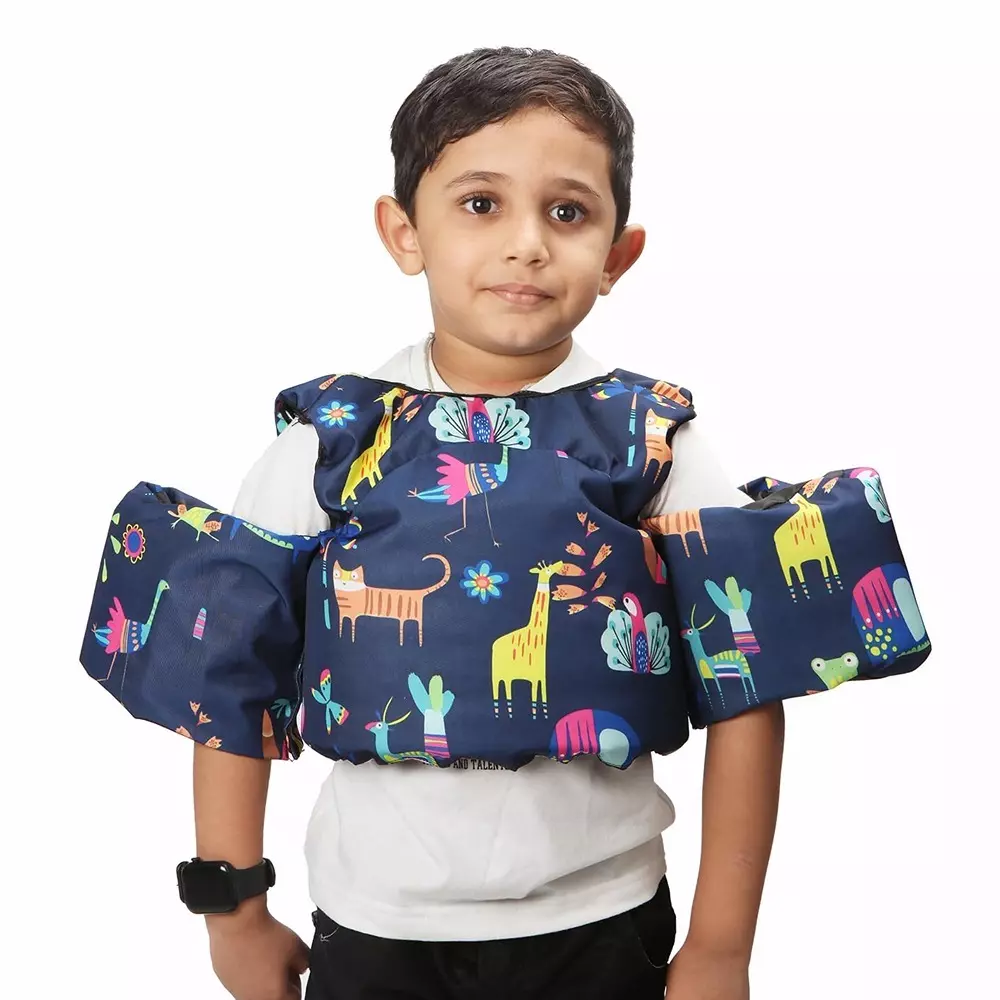 Jilani Kids Swimming Jacket Durable Polyester with Foam Multicolor M 4 to 8 Years Age Range