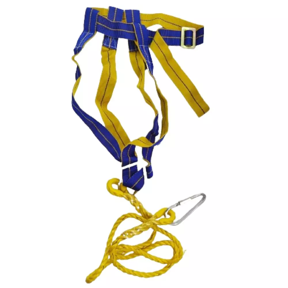 Japsin Instrumentation Harness Single Lanyard with Manual Hook Blue & Yellow for Industrial Use