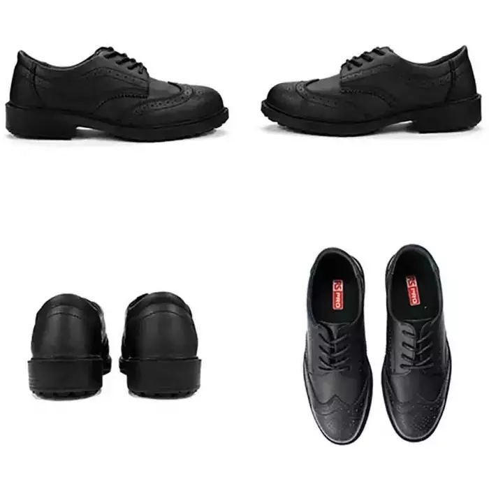 RS PRO Mens Black Toe Capped Safety Shoes, EU 47, UK 12 Model No 2011599 (Each of 1 Pair)